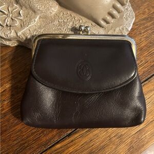 Elegant Black Leather vintage Buxton Coin Purse